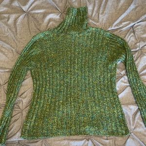Womens multicolor green turtleneck sweater